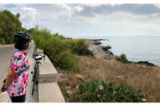 cyclign on coastal road in Puglia