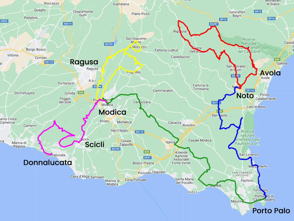 sicily bike tour map