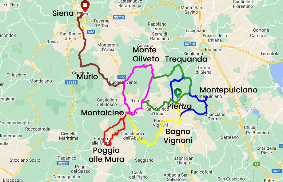 south tuscany bike tour map