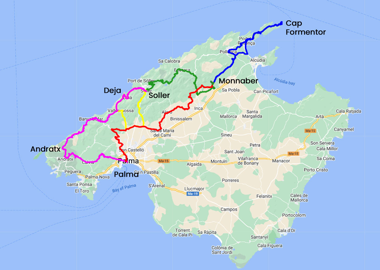 mallorca bike tour map