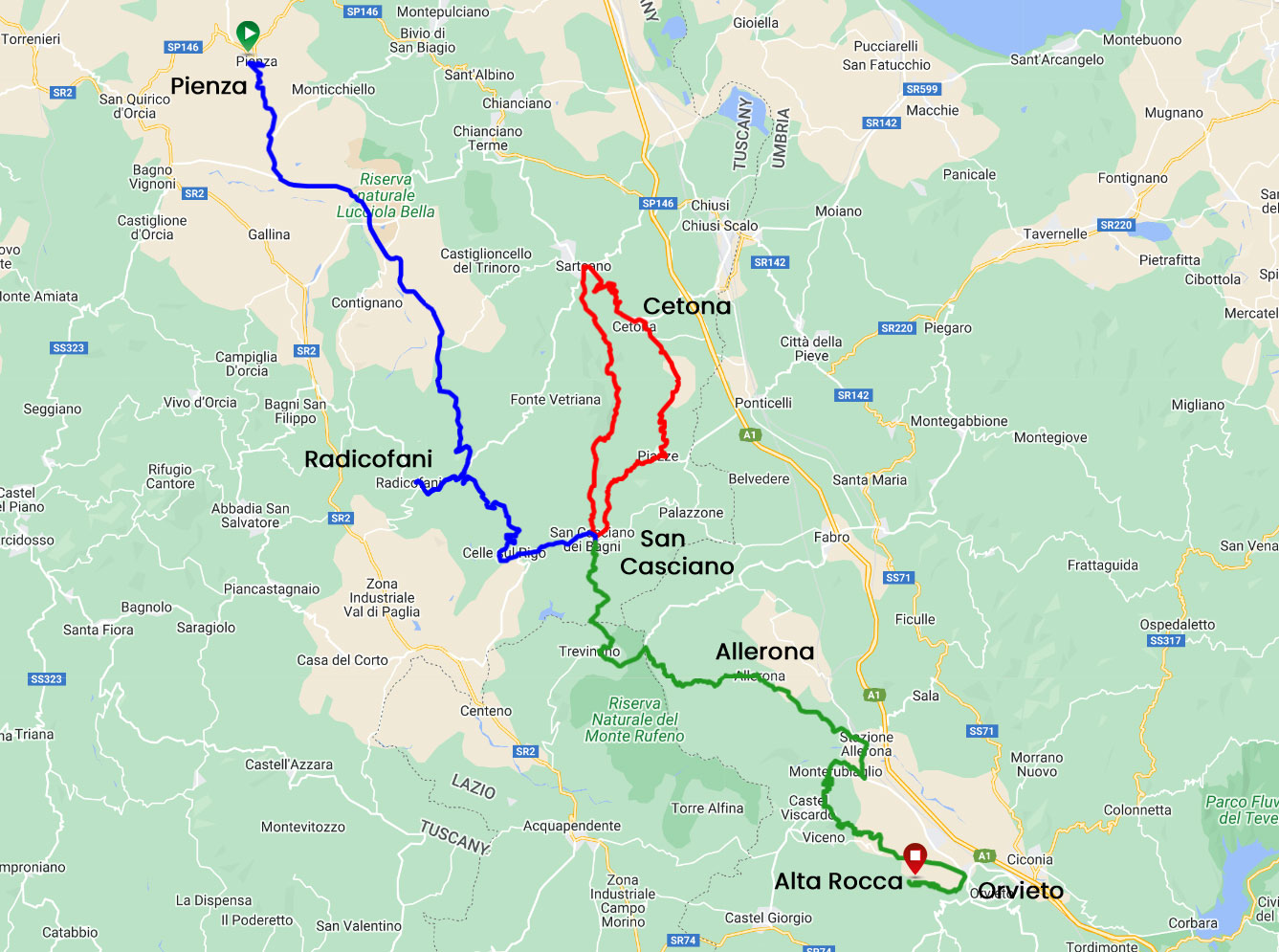 umbria wine bike tour map