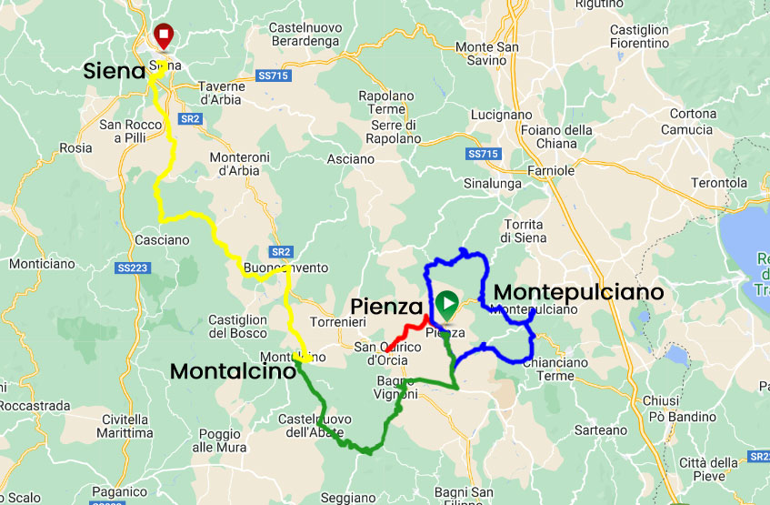 short escape tuscany bike tour map