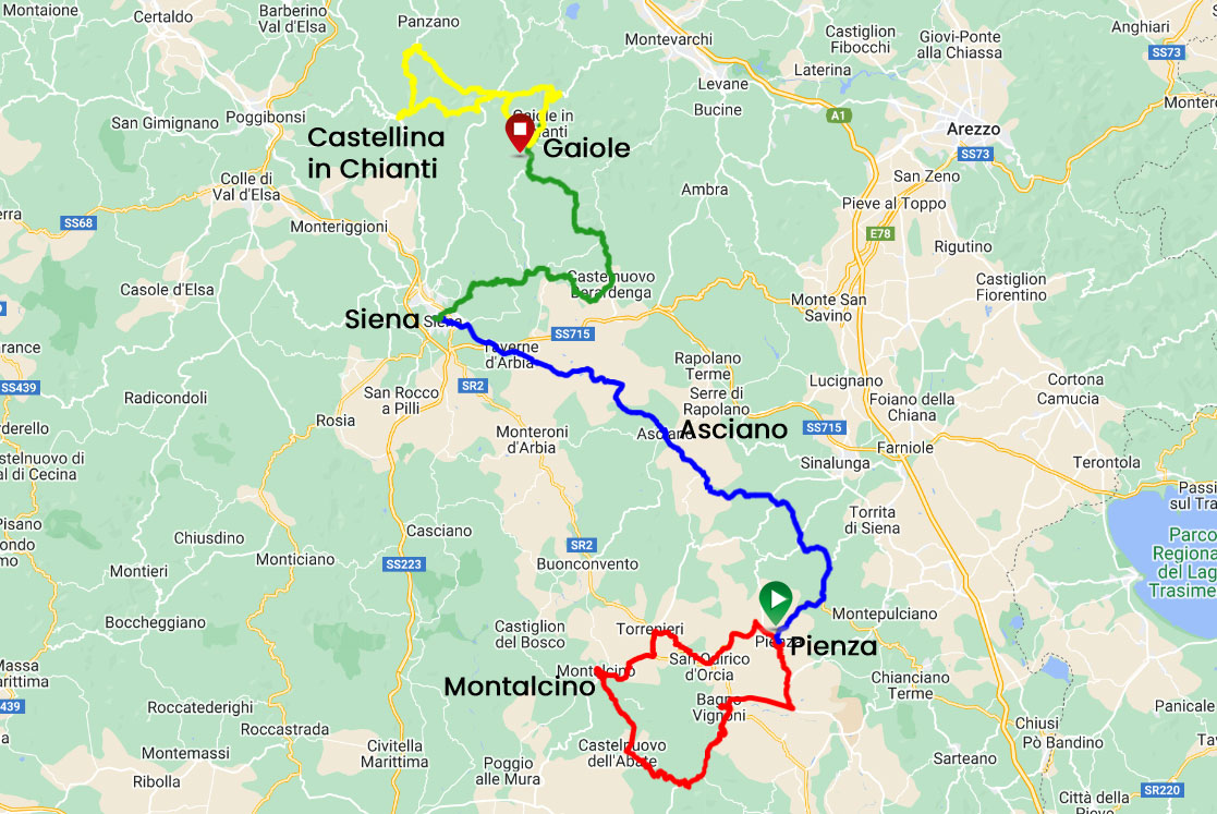 luxury bike tour tuscany map