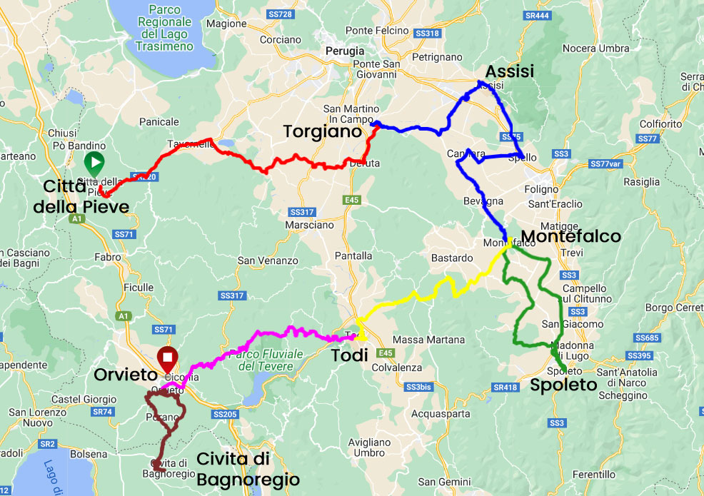 umbria bike tour map
