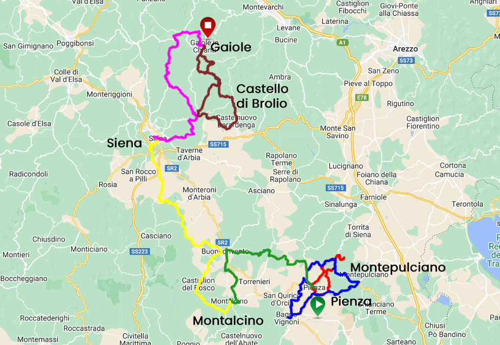 gravel bike tour tuscany map