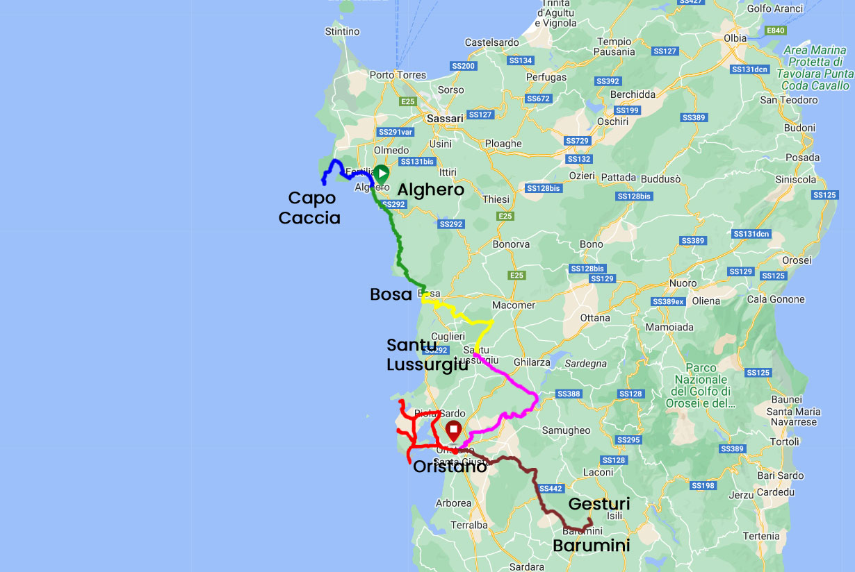 bike tour sardinia map