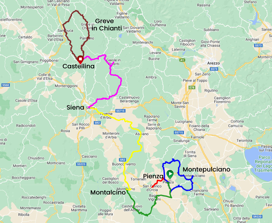 classic tuscany bike tour map