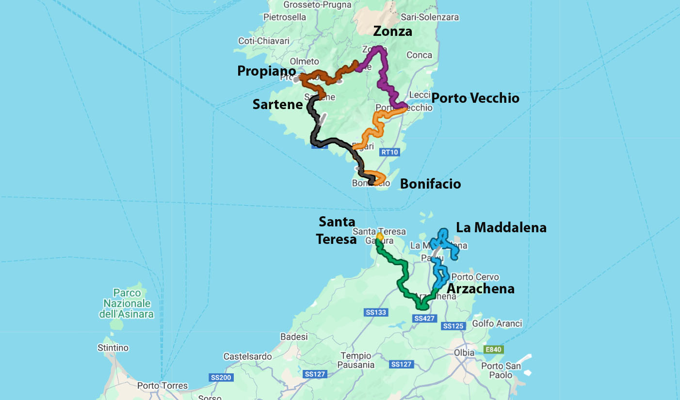 corsica & sardinia map tour