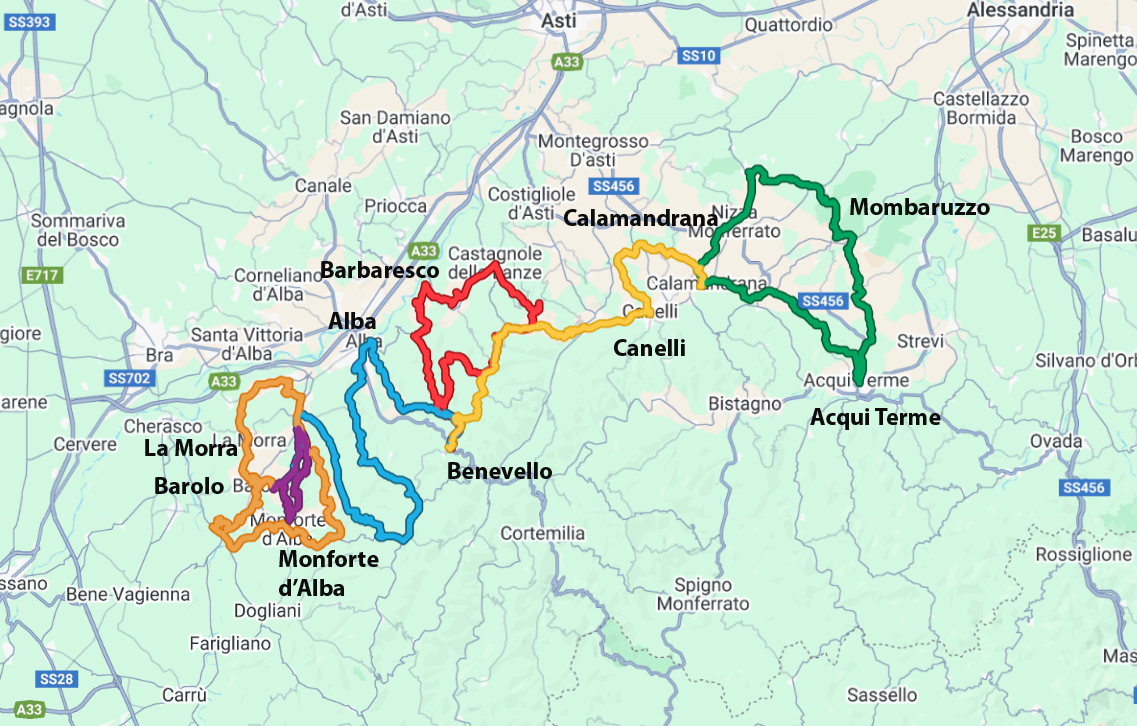 bike tour Piedmont map